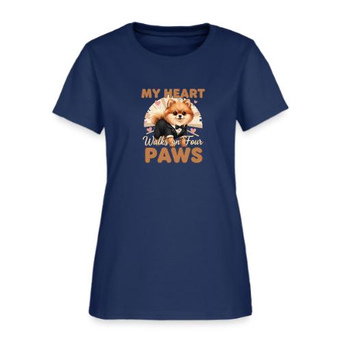 My Heart Walks on Four Paws – Pomeranian tee - Women's T-Shirt