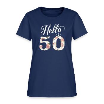 Bonjour 50 Couronne de fleurs 50e anniversaire 50 ans - T-shirt Femme -  blue dusk - Devant