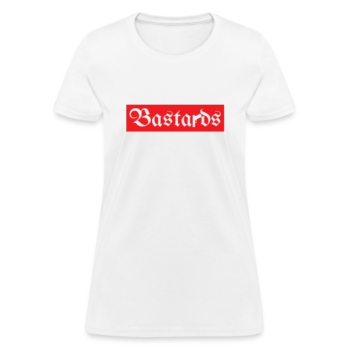Bastards Gothic Letters Gun (Red Box Logo) - Women's T-Shirt