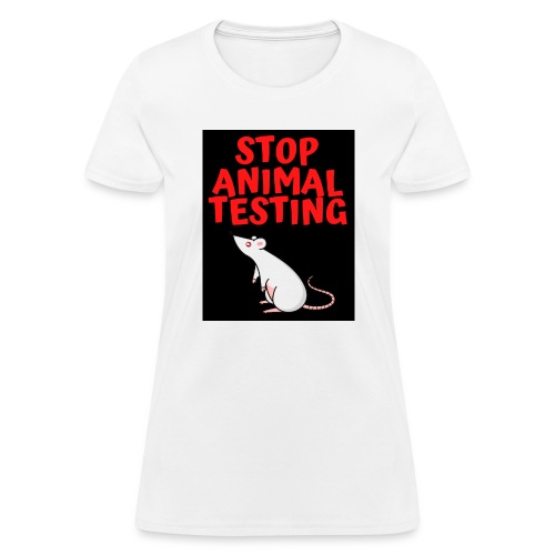 STOP ANIMAL TESTING - White Mouse - Women's T-Shirt