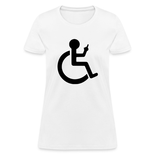 Wheelchair user showing the finger, fuck off, fun - Women's T-Shirt
