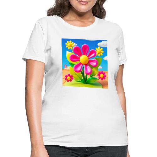 Pink Floral Peace | Sky & Nature Design - Women's T-Shirt