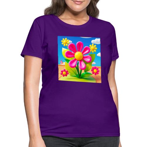 Pink Floral Peace | Sky & Nature Design - Women's T-Shirt