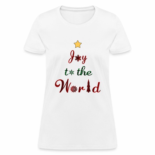 Joy to the world Christmas Tree Star Holiday Plaid - Women's T-Shirt
