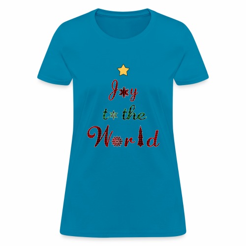 Joy to the world Christmas Tree Star Holiday Plaid - Women's T-Shirt