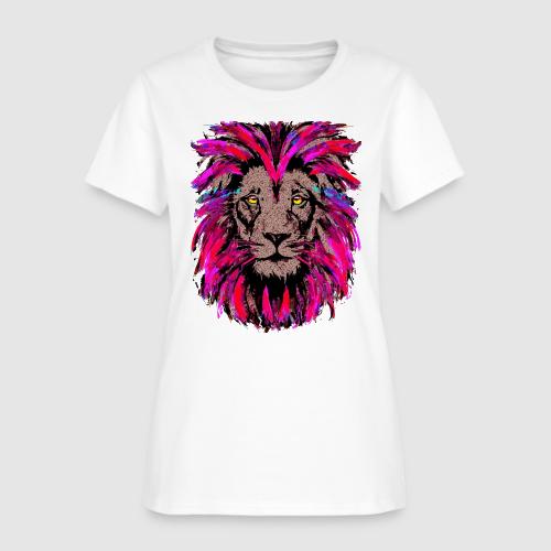 Purple Lion Head - Pink Lion Face Drawing - Women's T-Shirt