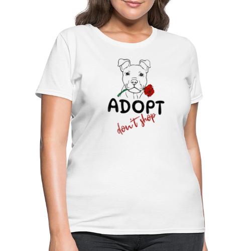 Retro Adopt Dont Shop Cute Puppy Rose Tee - Women's T-Shirt