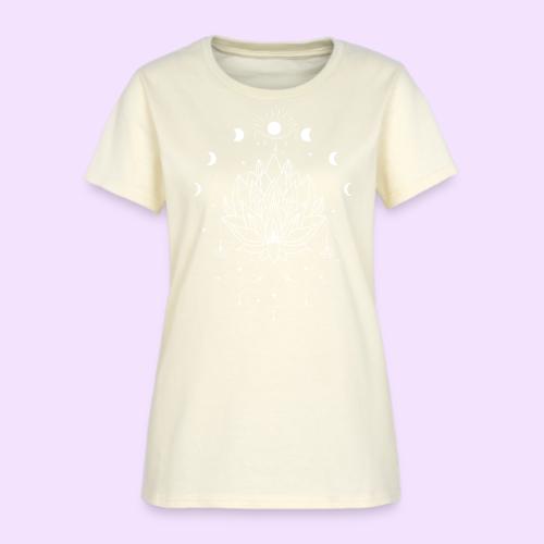 Third Eye White Lotus Flower - Moon Cycle Design - Women's T-Shirt