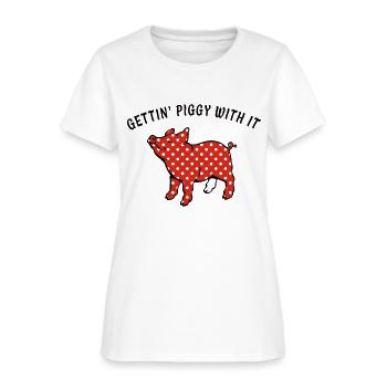 getting piggy with it animals cute lovely pig - Women's T-Shirt - white - Front