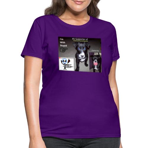 OTchanCharlieRoo Front with Mr Grey Back - Women's T-Shirt