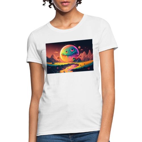 Spooky Smiling Moon Mountainscape - Psychedelia - Women's T-Shirt