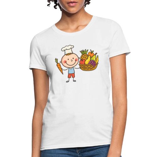 Chef Boy Cartoon Fruit Basket Kids Shirt - Women's T-Shirt