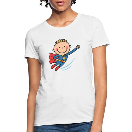 Cartoon Superhero Boy Flying Kids T-Shirt - Women's T-Shirt
