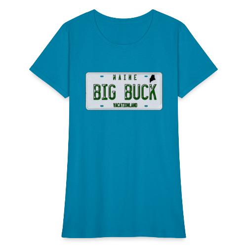 Maine LICENSE PLATE Big Buck Camo - Women's T-Shirt