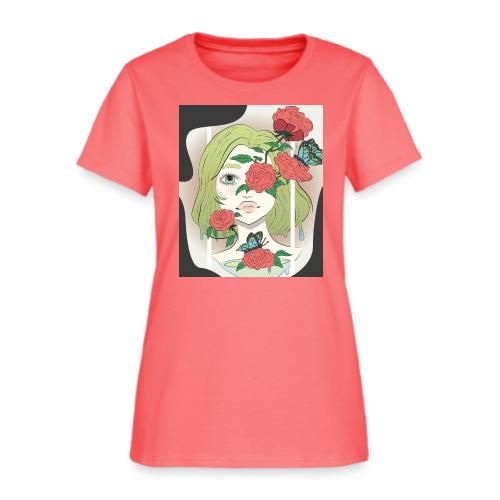 Girl with Rose Vine - Women's T-Shirt