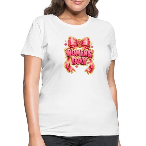 Cute Pink Bow Women’s Day Feminist Symbol - Women's T-Shirt