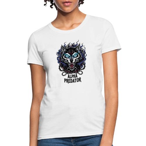 Alpha Predator Wolf Fierce Neon Eyes - Women's T-Shirt