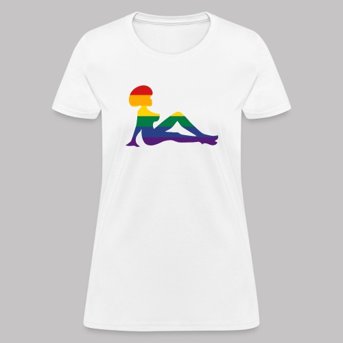Rainbow Afro Trucker/Mudflap Girl T-shirt - Women's T-Shirt