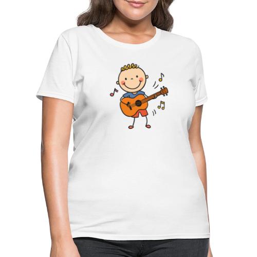 Cartoon Boy Playing Guitar Kids T-Shirt - Women's T-Shirt