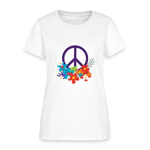 Hippie Peace Design With Flowers - Women's T-Shirt