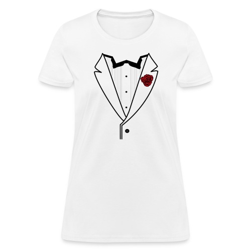 Tuxedo w/Black Lined Lapel - Women's T-Shirt