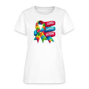 Diverse Hands with Puzzle Piece "Support Autism" - Women's T-Shirt - white - Front
