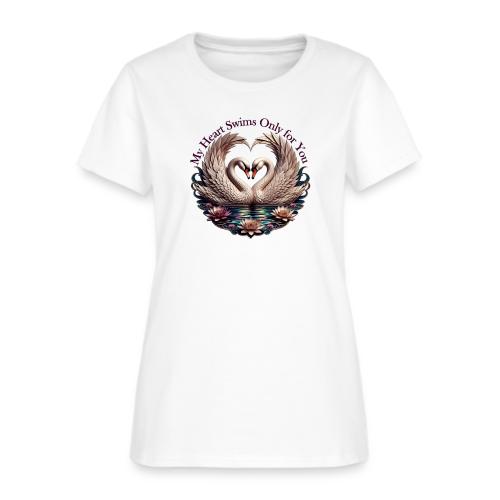 My Heart Swims Only for You Swan Heart T-Shirt - Women's T-Shirt