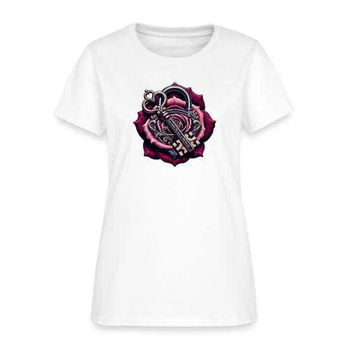 You Hold the Key to My Heart Rose Lock T-Shirt - Women's T-Shirt