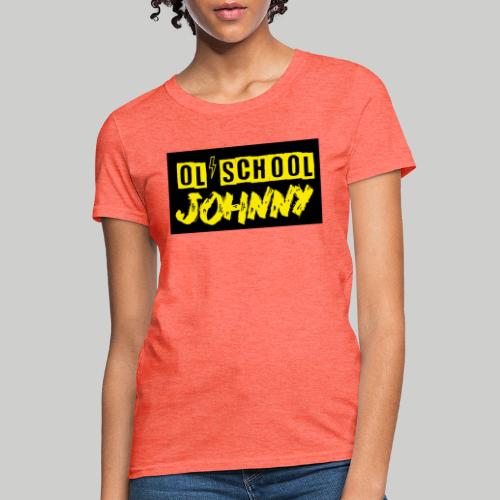 Ol' School Johnny Yellow Text on Black Square - Women's T-Shirt