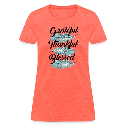 feather blue grateful thankful blessed - Women's T-Shirt
