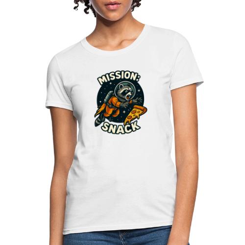 Mission Snack Raccoon Pizza Space Design - Women's T-Shirt