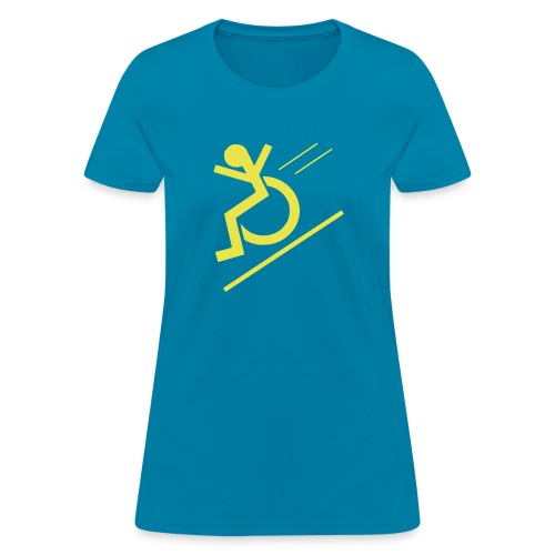 Free fall in wheelchair, wheelchair from a hill - Women's T-Shirt