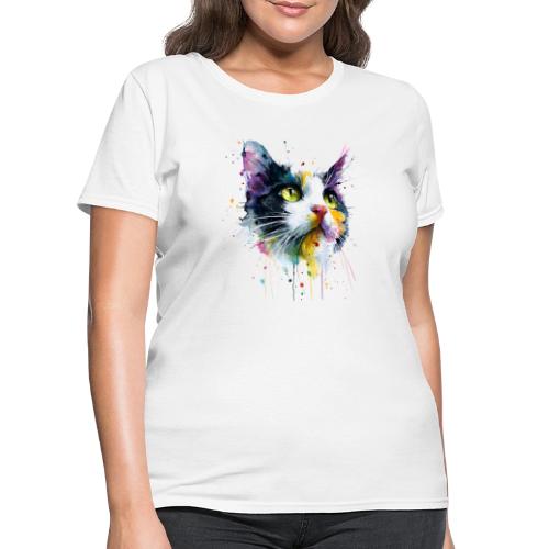 Cat: Painted Purr Expression - Women's T-Shirt