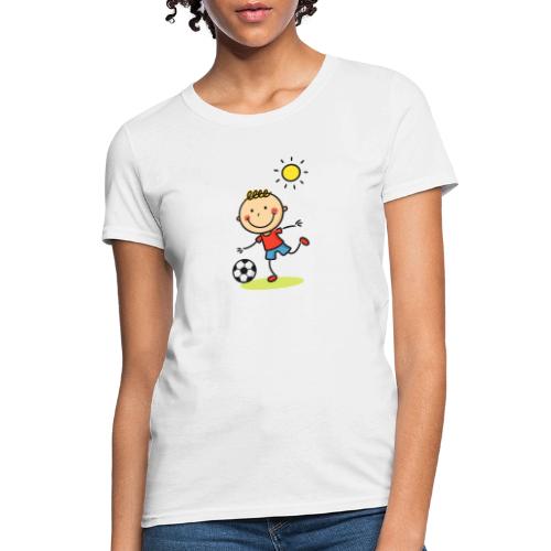 Cartoon Boy Playing Soccer Kids T-Shirt - Women's T-Shirt