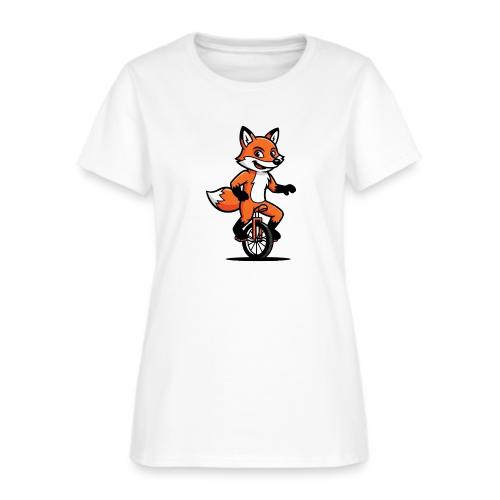 Unicycle Fox Cartoon - Women's T-Shirt