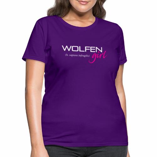 Front/Back: Wolfen Girl on Dark - Adapt or Die - Women's T-Shirt