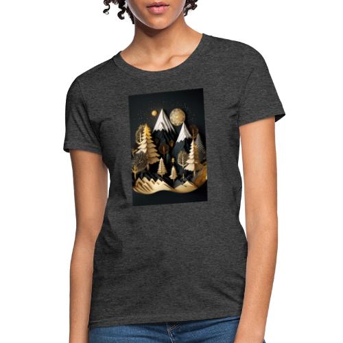 Gold and Black Wonderland - Whimsical Wintertime - Women's T-Shirt