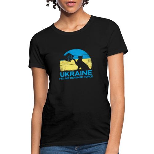 Retro Ukraine Feline Defense Force - Women's T-Shirt