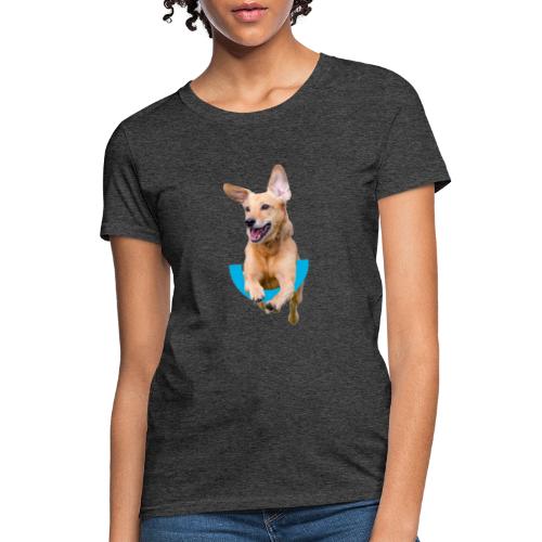 Dog jumping over U - Women's T-Shirt