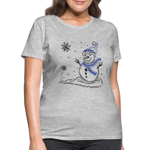 Snowman with snowflakes. Winter. Snow. - Women's T-Shirt