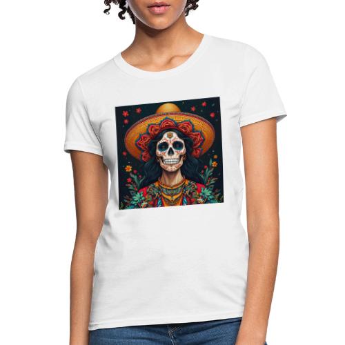 Charra Skull Art | Traditional Mexican Design - Women's T-Shirt