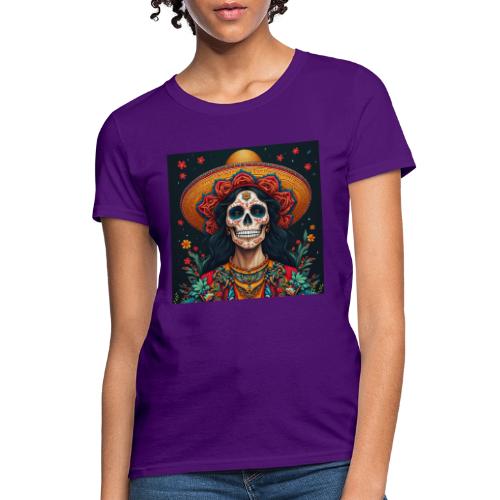 Charra Skull Art | Traditional Mexican Design - Women's T-Shirt