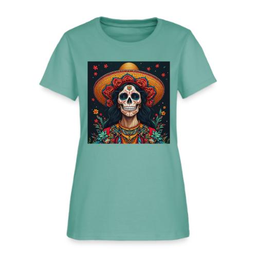 Charra Skull Art | Traditional Mexican Design - Women's T-Shirt