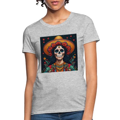 Charra Skull Art | Traditional Mexican Design - Women's T-Shirt