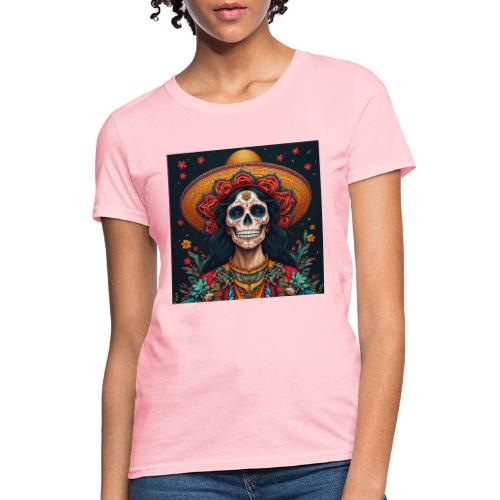 Charra Skull Art | Traditional Mexican Design - Women's T-Shirt