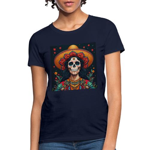 Charra Skull Art | Traditional Mexican Design - Women's T-Shirt