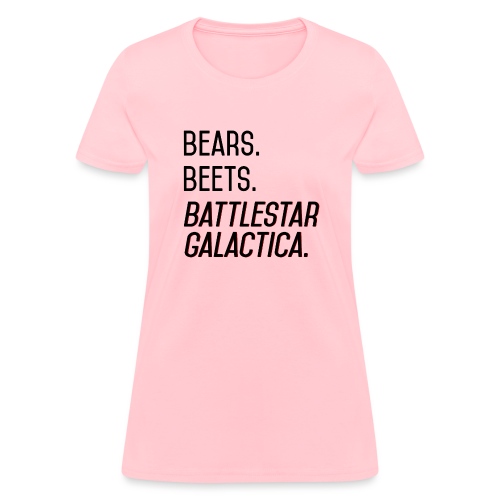 Bears. Beets. Battlestar Galactica. (Black & Red) - Women's T-Shirt