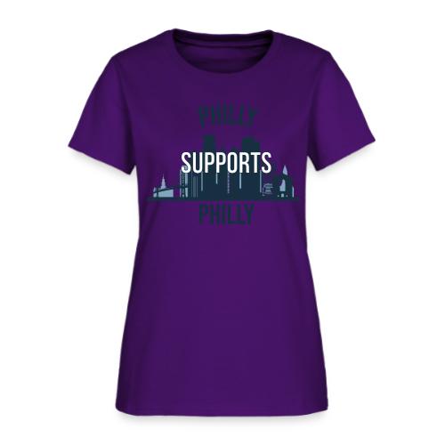 Philly Supports Philly skyline blue transparentbg - Women's T-Shirt
