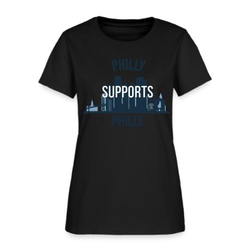 Philly Supports Philly skyline blue transparentbg - Women's T-Shirt