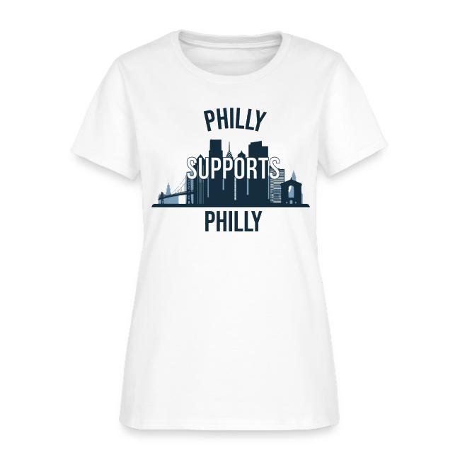 Philly Supports Philly skyline blue transparentbg
